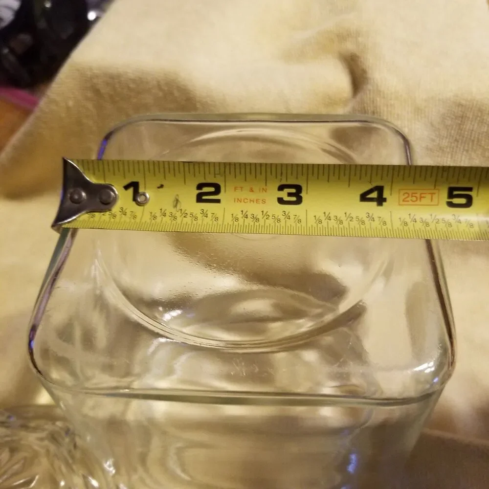 Vintage square Glass jar with decorative glass lid